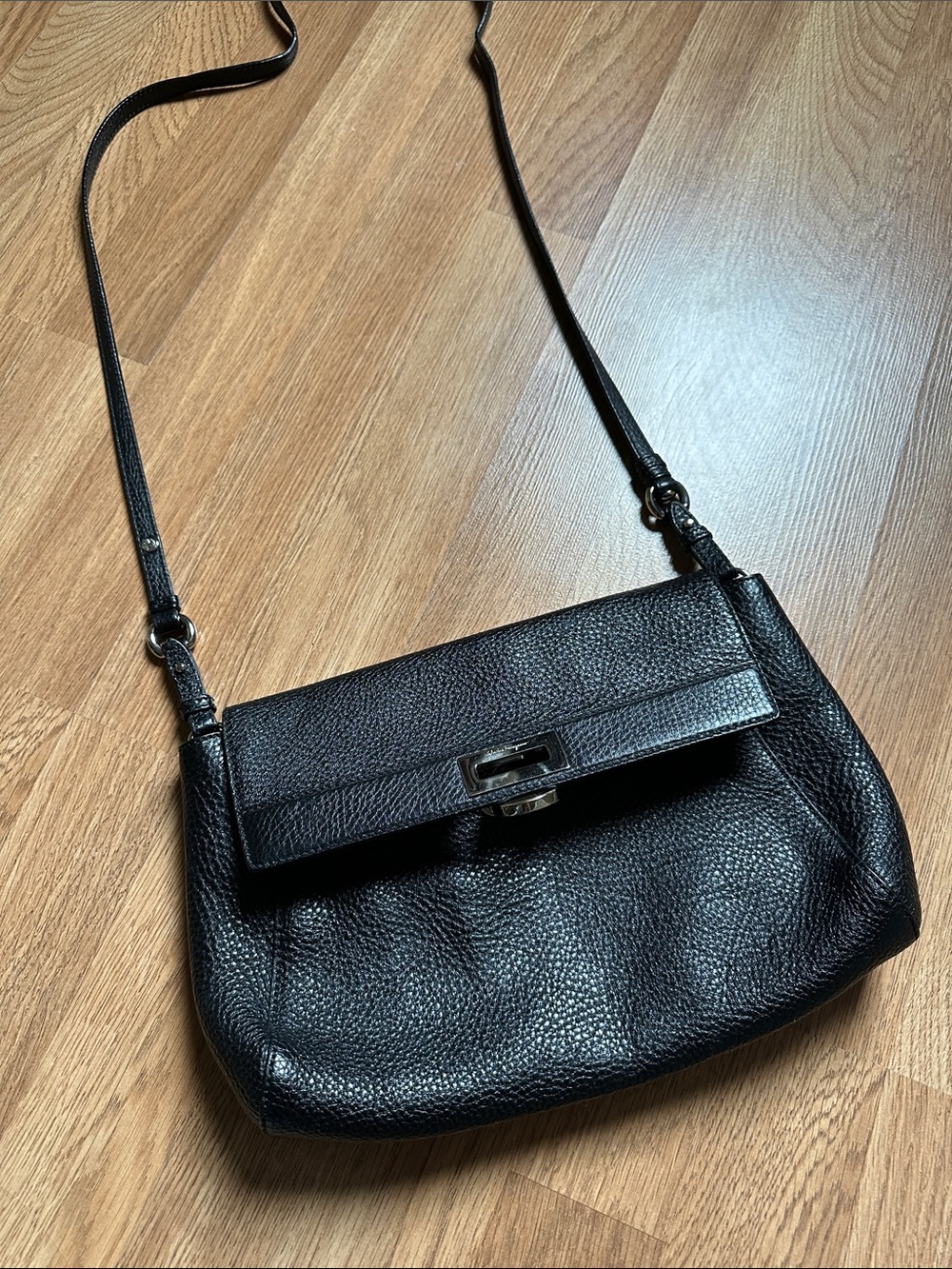 Black Leather Crossbody Bag - Classic Women's Shoulder Bag